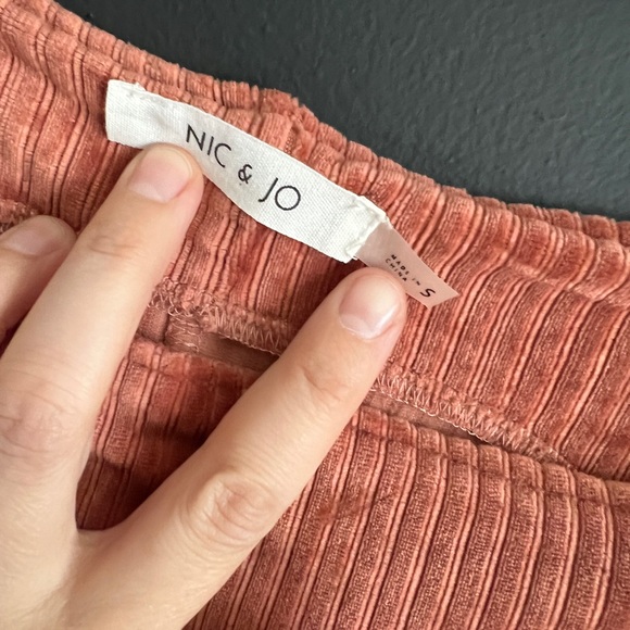 Nic & Jo Peach Apricot Velour Corduroy Jumper Overall Dress S - Picture 6 of 11